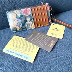 Patricia Nash genuine leather wristlet multi color olive